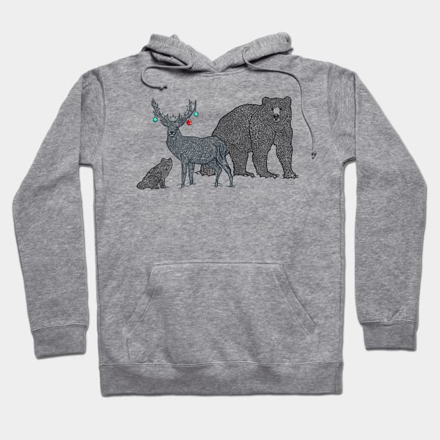 Winter Woodland Animals Xmas Hoodie by Vector Deluxe